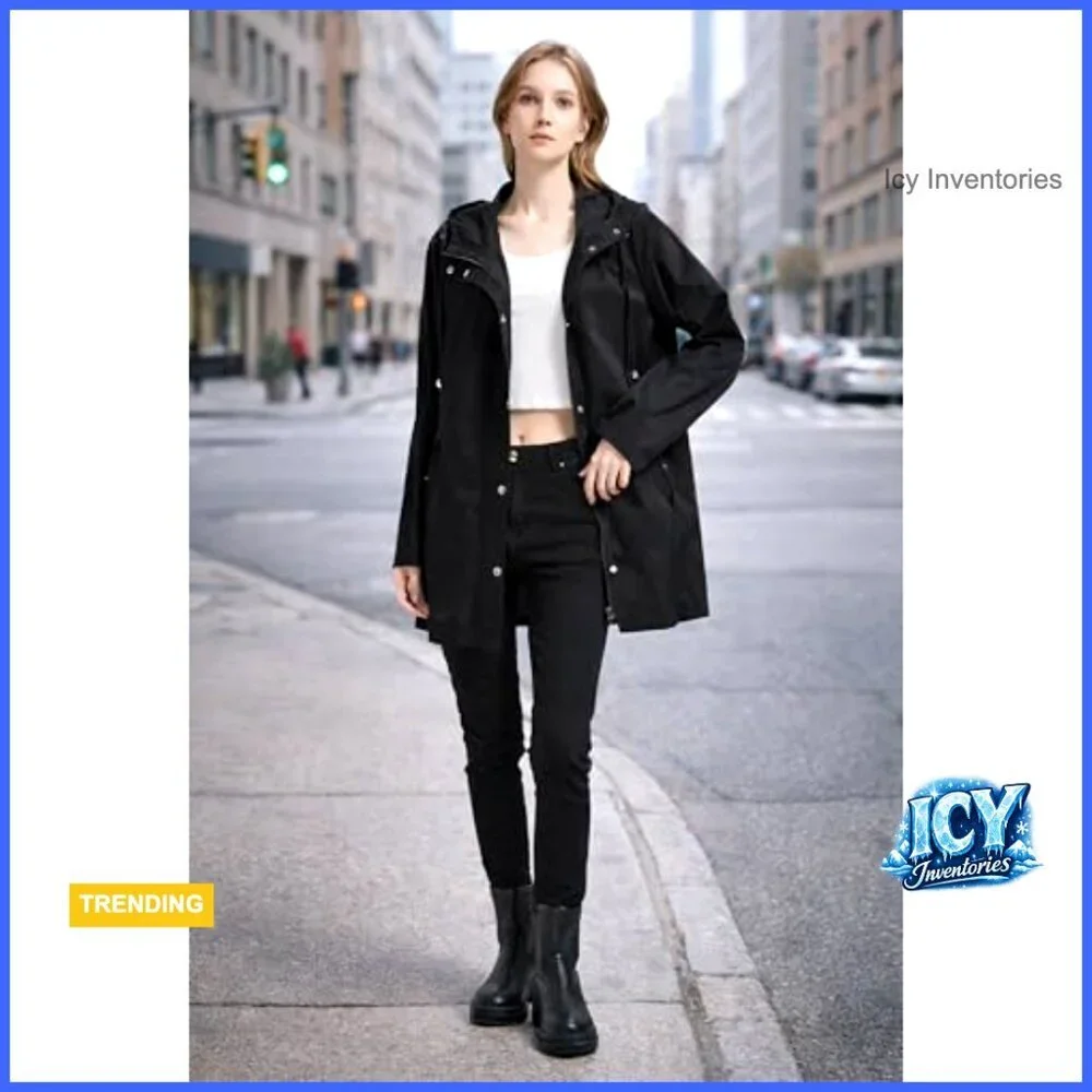 Lightweight Waterproof Rain Jacket Women Packable Hooded Windbreaker